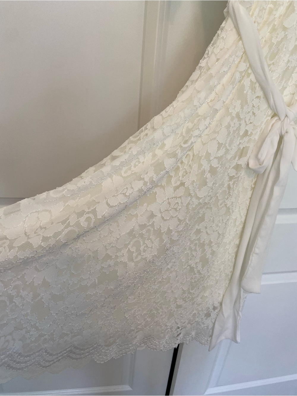 Kiyonna Bridal Dress Midi Size 0X Large Ivory Lace Day Dress Short Sleeves 10/12 - Picture 5 of 11